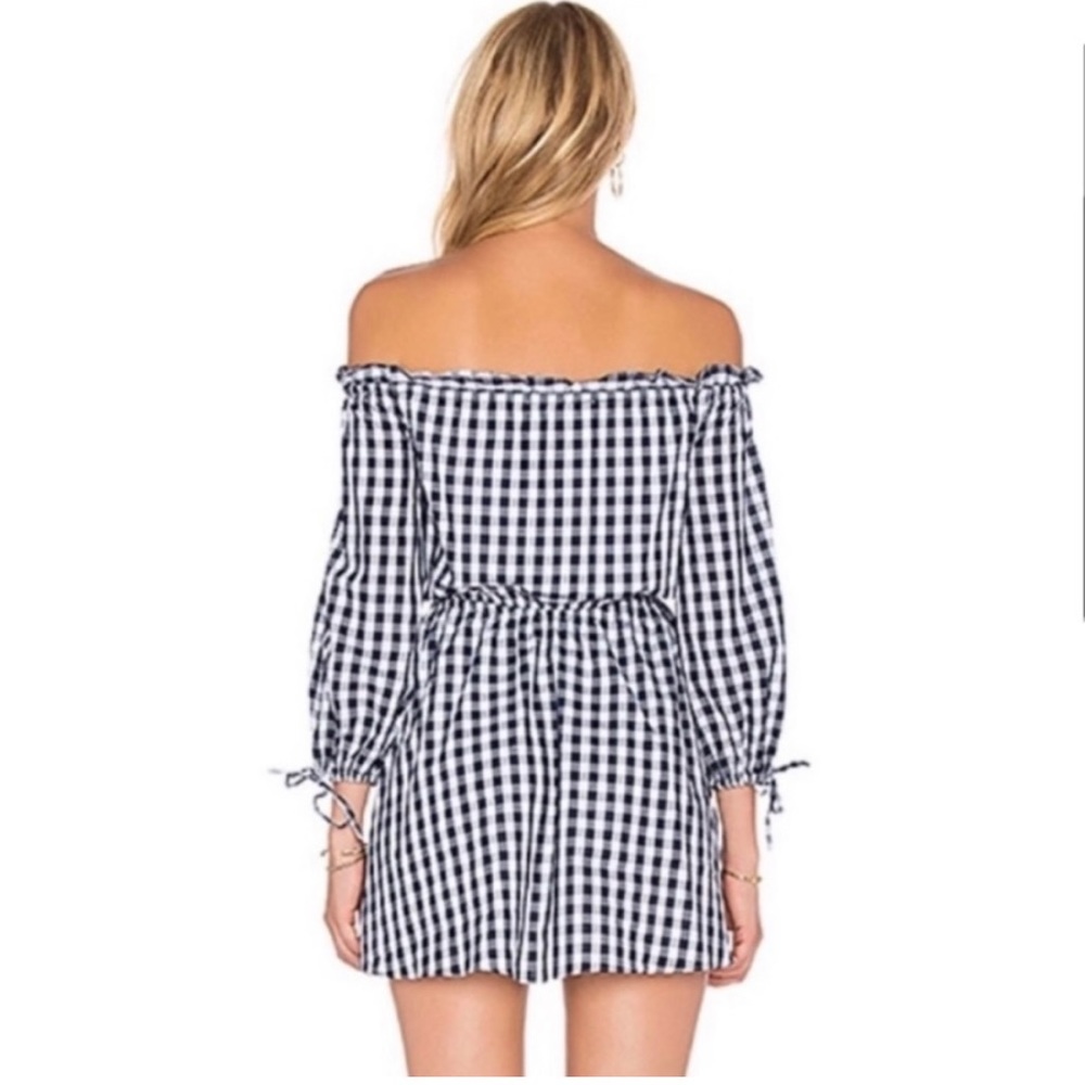 Lovers + Friends Black & White Gingham Off-Shoulder Mini Dress - Picture 2 of 3